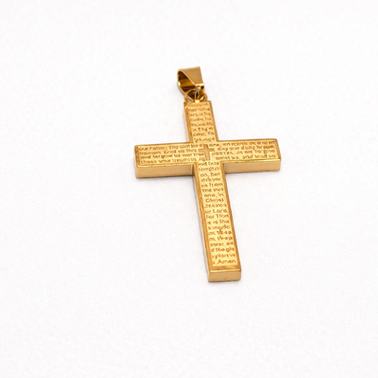 Dije Cruz Grabada en Oro Laminado 18K | 3cm /4.8 cm