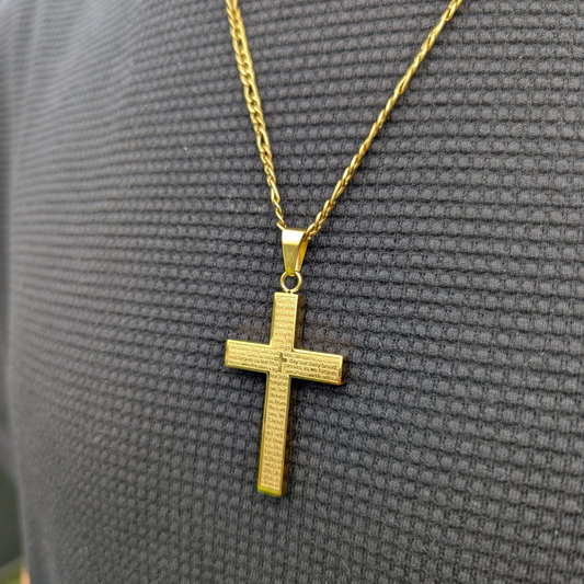 Dije Cruz Grabada en Oro Laminado 18K | 3cm /4.8 cm