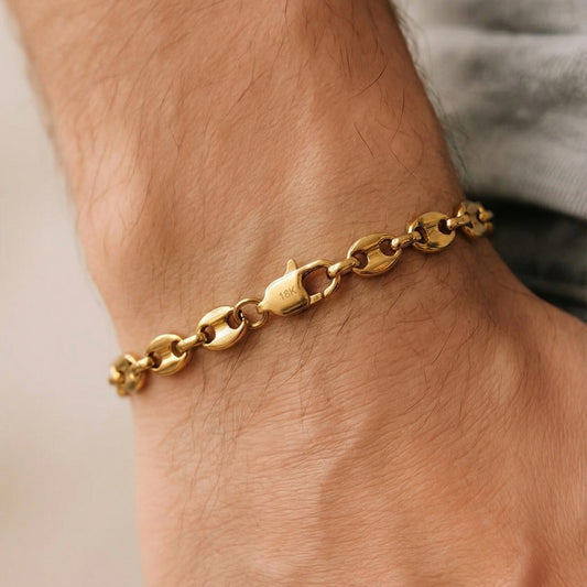 Pulsera Grano de Café para Hombre – Oro Laminado 18K