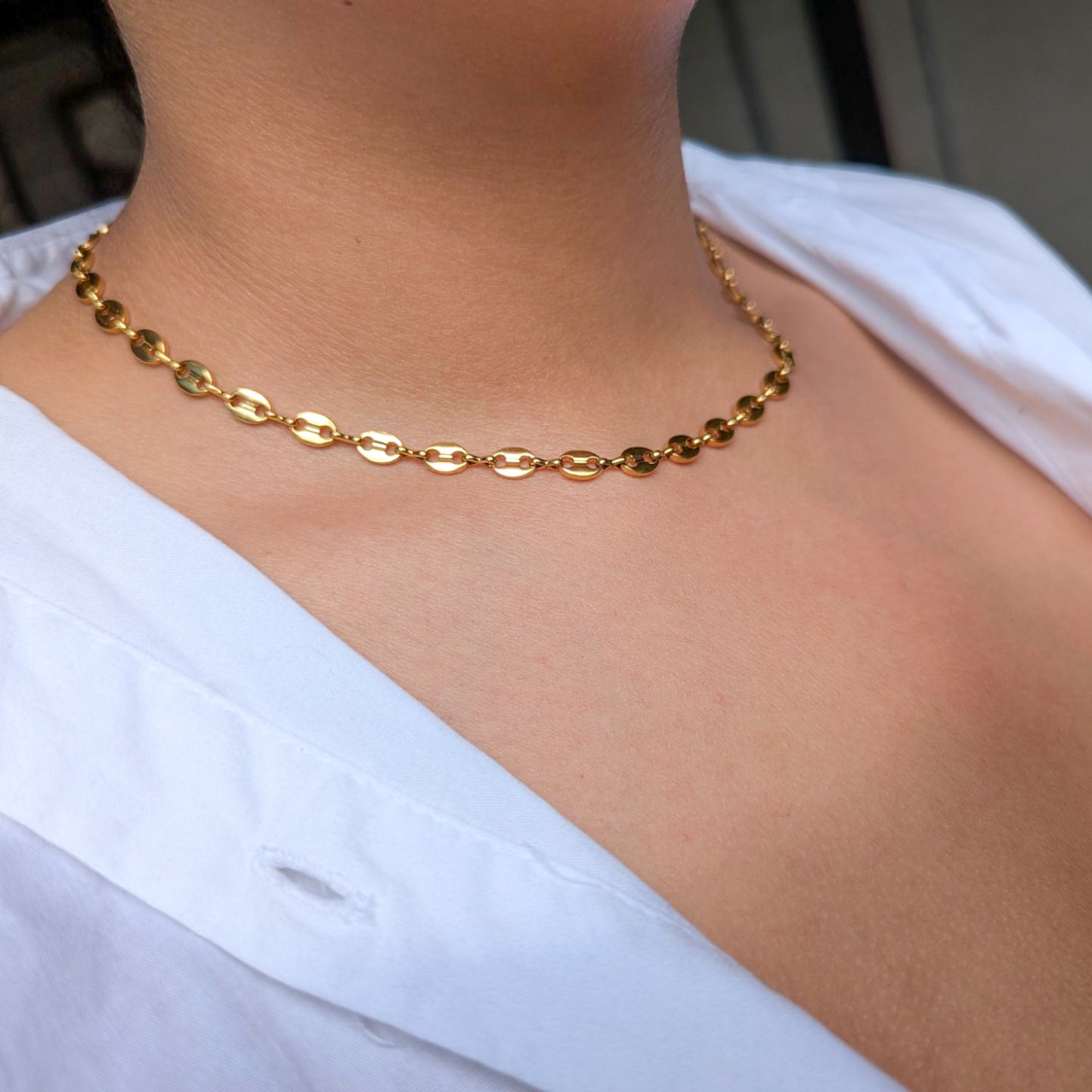 Cadena Grano de Café para Mujer en Oro Laminado 18K