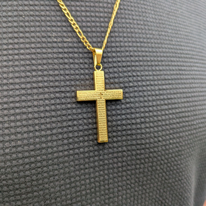 Dije Cruz Grabada en Oro Laminado 18K | 3cm /4.8 cm