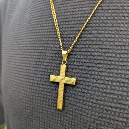 Dije Cruz Grabada en Oro Laminado 18K | 3cm /4.8 cm