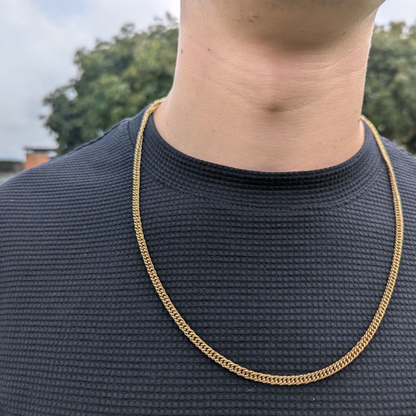 Cadena Barbada Hombre Oro Laminado 18K – 4MM / 65CM