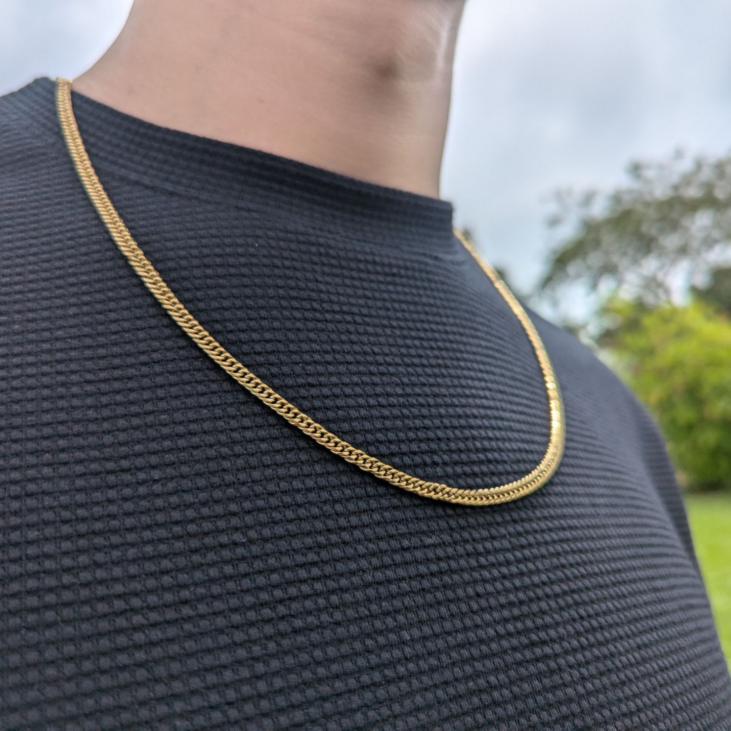 Cadena Barbada Hombre Oro Laminado 18K – 4MM / 65CM